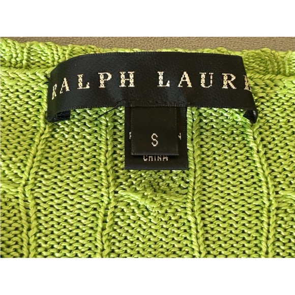 Ralph Lauren Black Label Green 100% Silk Cable Knit Sweater - Picture 4 of 13